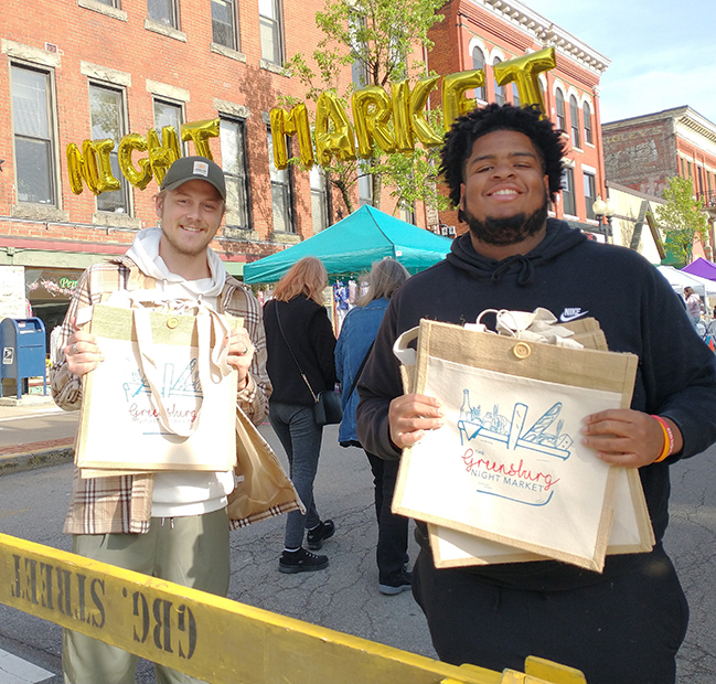 seton hill students at the greensburg night market