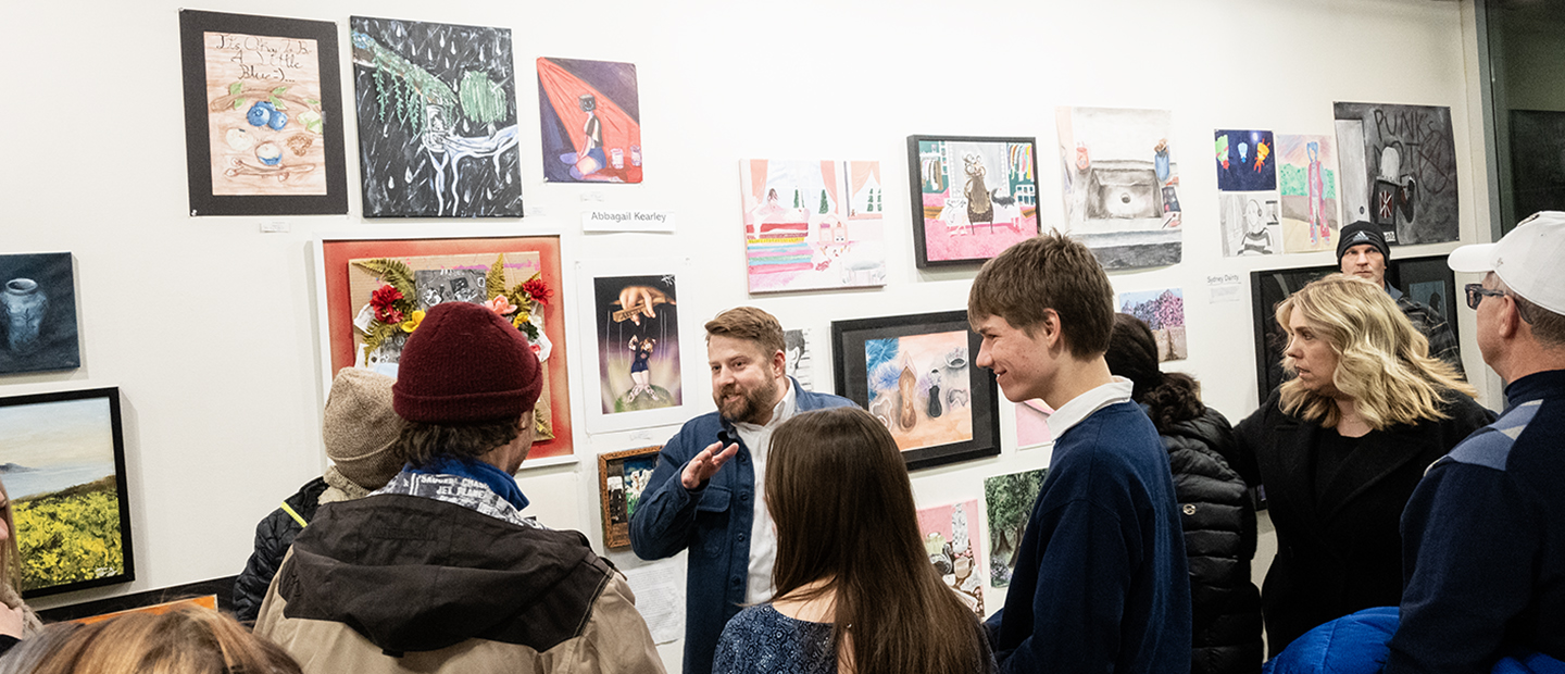 Greensburg-Salem AP art students welcomed guests to Seton Hill's Jodee Harris Gallery to view their portfolio show