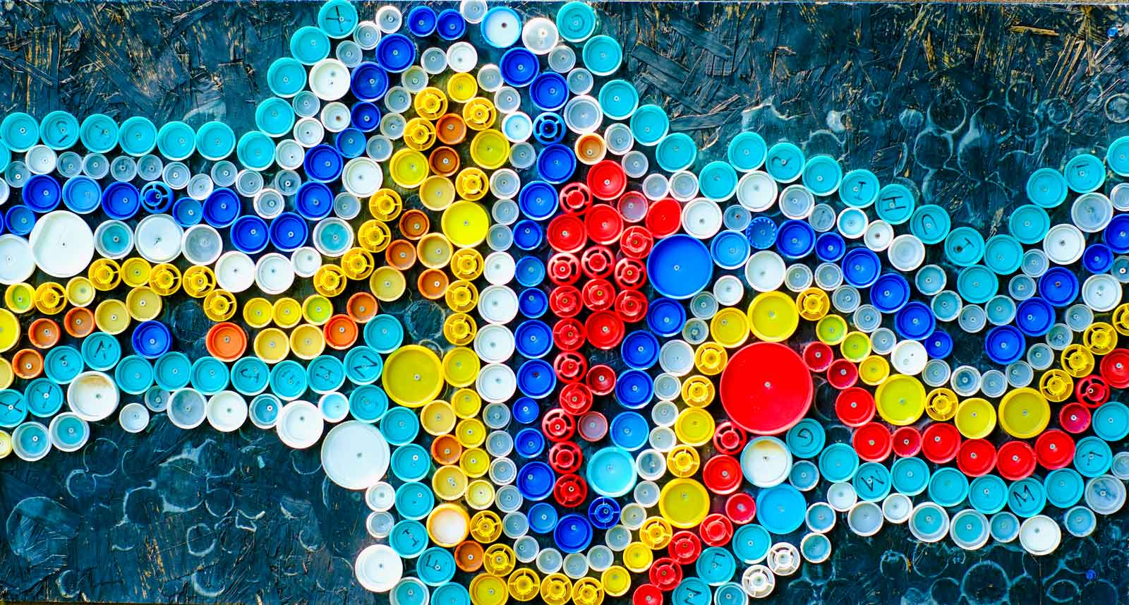 Recycled Bottle Cap and Lid Art