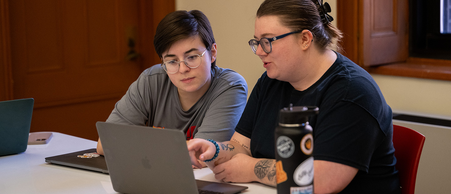 Students working together on a computer