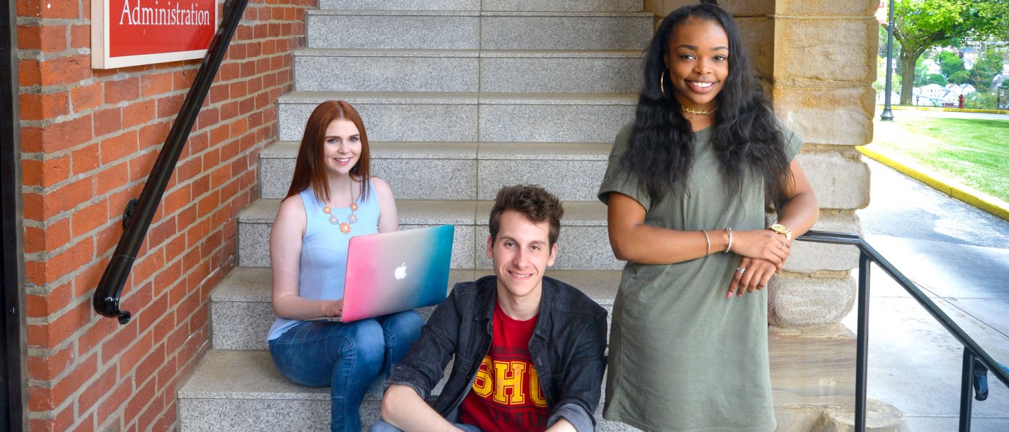 SHU Students on Admin Steps