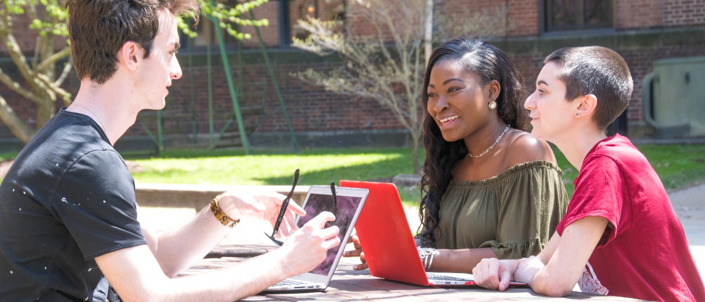 Students at picnic table