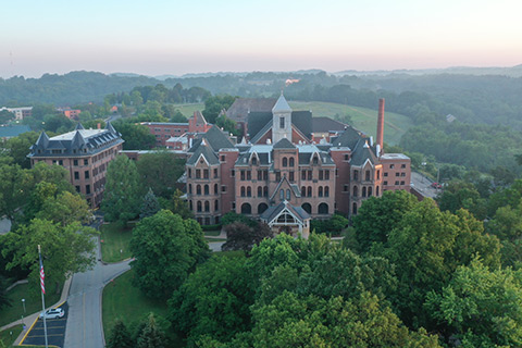 Seton Hill University landscape at dawn 