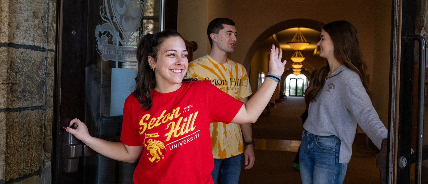 Students Holding Admin Door Open