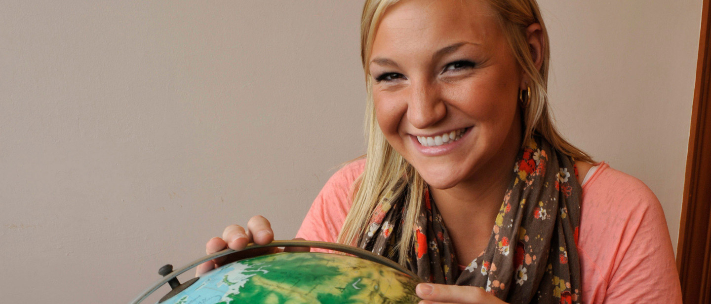 Student with globe