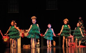 Young dancers perform as Christmas trees in the SHU Dance Academy Holiday Show