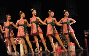 Dancers perform as Rockettes in the SHU Dance Academy Holiday production